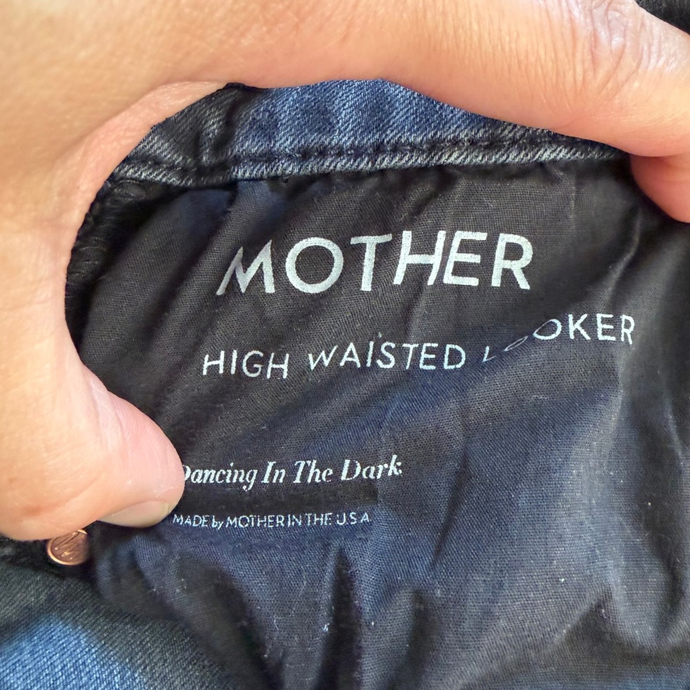 MOTHER High Waisted Looker Skinny Jeans Dancing In‎ The Dark Faded Black Size 25 - Picture 4 of 11